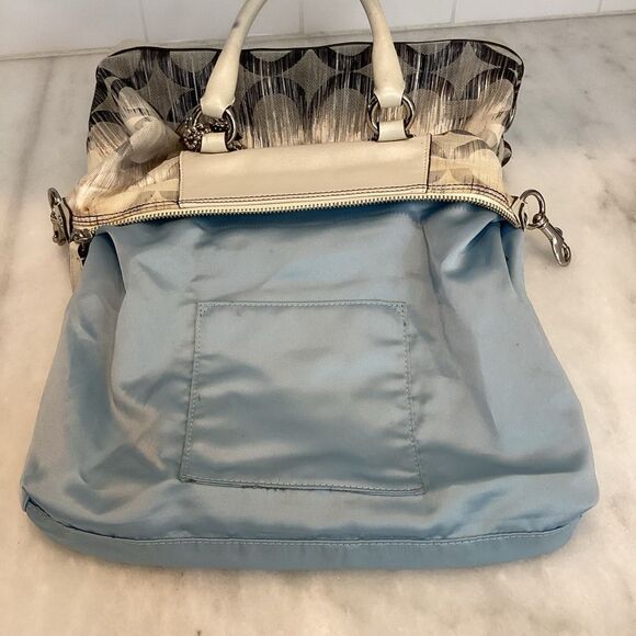 Coach White & Navy Signature IKAT Sabrina Satchel - Picture 11 of 14